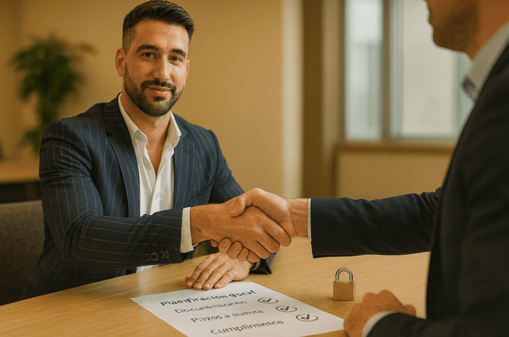 Inversor firmando su adhesión a un AIE